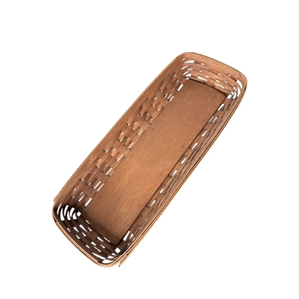 Longaberger 2007 Rectangular Handmade Basket with Plastic Liner Brown Woven Wood